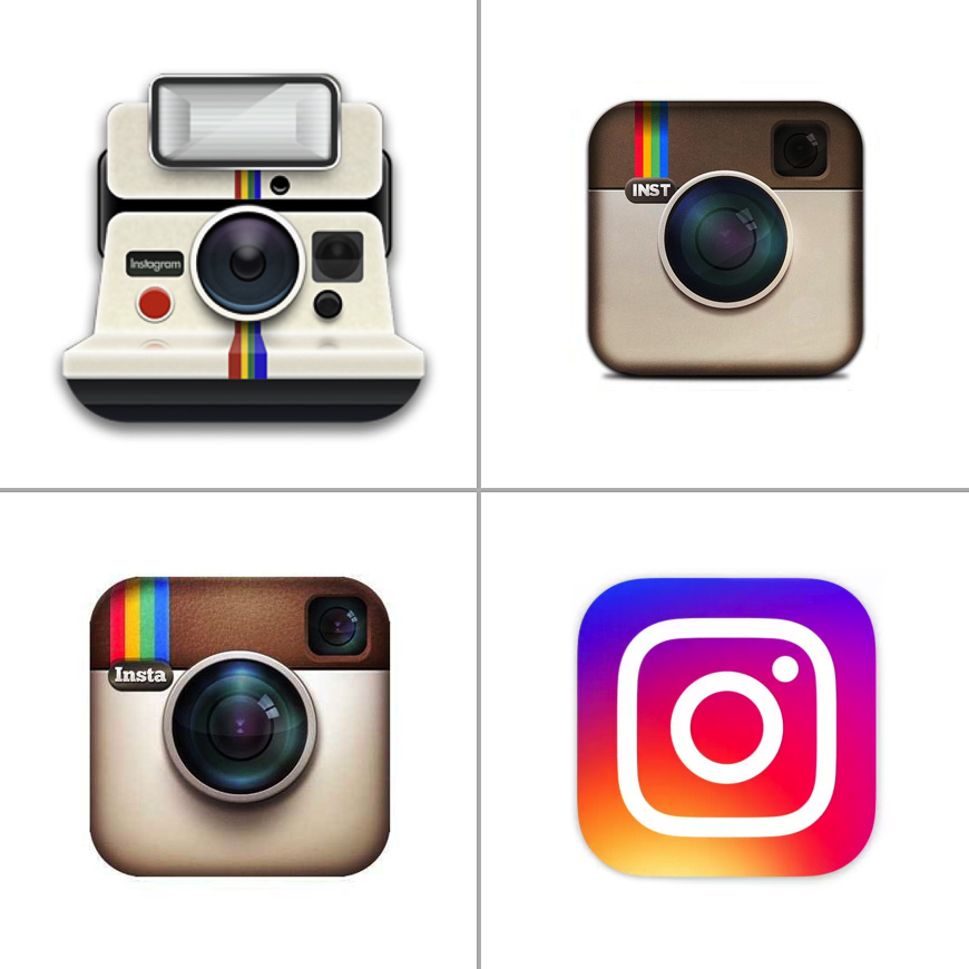 Historical comparison of Instagram logos